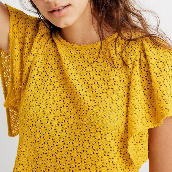 Madewell Texture & Thread Eyelet Flutter-Sleeve - Picture 3 of 5